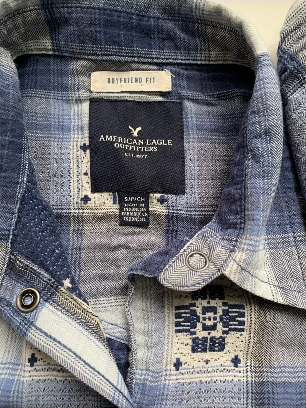 American Eagle Plaid Pearl Snap Western Shirt Juniors S